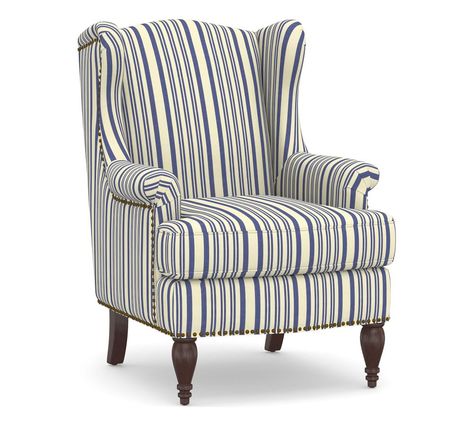 Blue wingback chair