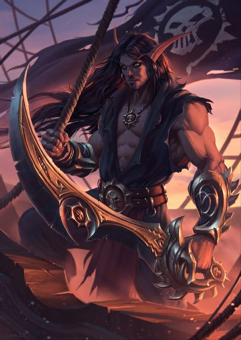 ArtStation - Captain Vaelrin Firestorm, Todor Hristov Pirate Rpg, Photography Storytelling, Warcraft Characters, Kaptan Jack Sparrow, Blood Elf, Illustration Fantasy, William Wallace, Character Portrait, Warcraft Art