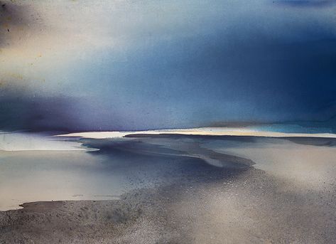 Abstract Watercolor Seascapes, Watercolor Art Blue, Sabrina Garrasi, Watercolour Landscape Painting, Landscapes Paintings, Watercolor Art Landscape, Abstract Watercolor Landscape, Watercolour Landscape, Watercolor Sky