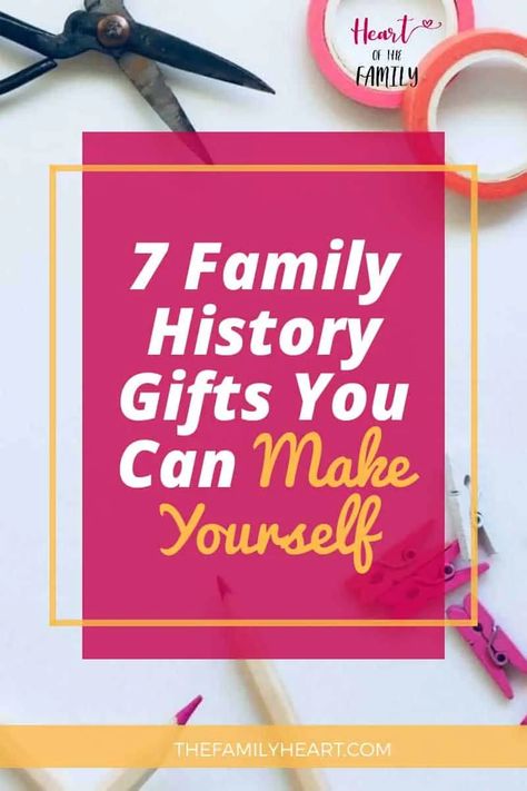 Do you like to DIY your gifts? Check out these cool ideas for family history gifts you can make yourself. There's sure to be something your family will love! #genealogy #family #gifts #DIY Family History Display Ideas, Family Reunion Keepsakes Diy, Family History Gifts Ideas, Family Reunion Souvenirs Ideas, Genealogy Activities, Family Tree Projects, Reunion Activities, Family Reunion Keepsakes, Family Reunion Ideas