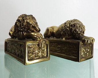 Set of 2 Vintage Antonio Canova Attributed Brass Lions Bookends Lion Bookends, Bookends Vintage, Antonio Canova, Interior Design Mood Board, Chesterfield Chair, Mood Board Design, Old And New, Bookends, Etsy Vintage