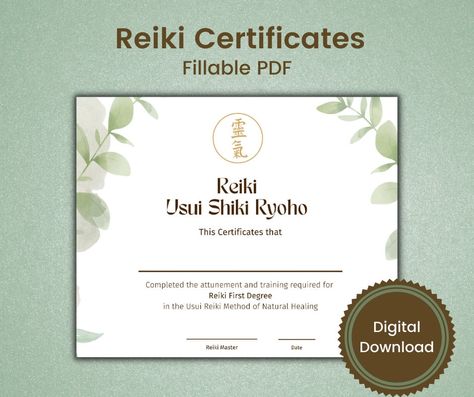 Reiki Certificate Template Free, Reiki Business, Reiki Master, Certificate Templates, Natural Healing, Reiki, Healing, United States