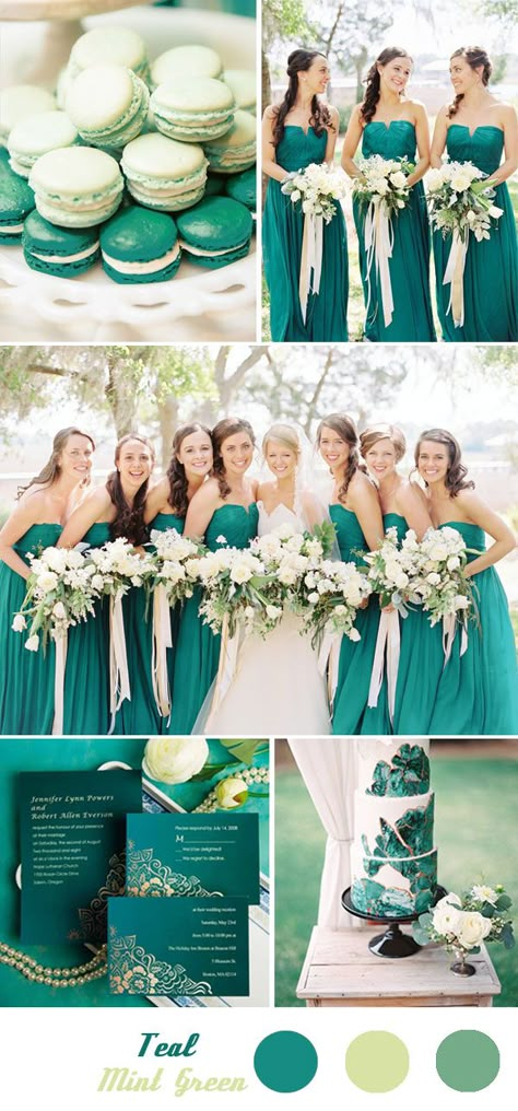 teal and mint green spring and summer wedding color ideas Green Spring Wedding, Wedding Color Palette Summer, Wedding Color Scheme, Wedding Themes Spring, Spring Wedding Colors, Palette Ideas, Teal Wedding, Summer Wedding Colors, Wedding Theme Colors