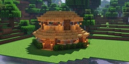 Round Roof Minecraft, Minecraft Circles, Minecraft Mountain House, Minecraft Roof, Home Map Design, Minecraft Starter House, Classic Mansion, Minecraft Modpacks, House In Minecraft