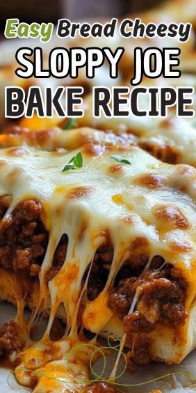 Easy Bread Cheesy Sloppy Joe Bake Sloppy Joe Bake, Cheesy Sloppy Joes, Recipes With Bread, Peach Pound Cakes, Sloppy Joe Sauce, Creamy Garlic Mushrooms, Soft Bread, Gourmet Dishes, Dinner Delicious