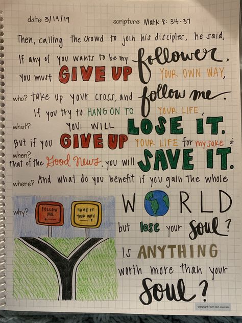 Day 14- Mark 8:34-37 40 Days of Scripture Writing #amscripturewriting #biblejournaling Mark 1 Bible Journaling, Mark 3 Bible Journaling, Mark 8 Bible Journaling, Sermon Journaling, Writing Scripture Plan, Mark 3:25 Bible, Mark 8:35 Bible, Christian Notes, Bible Notebook