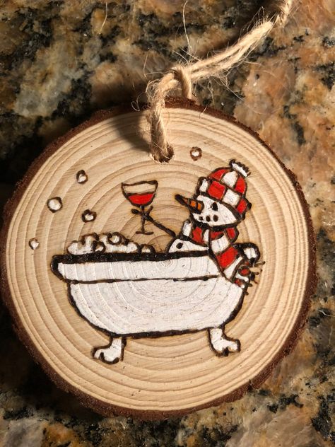 Snowman Ornament Self Care Live Edge Wood - Etsy Canada Painting Ornaments, Ornament Painting, Watercolor Pens, Wood Burning Crafts, Painted Christmas Ornaments, Snowman Ornament, Wood Slice Ornament, Wood Christmas Ornaments, Wooden Ornament