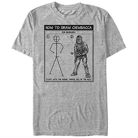 Star Wars Mens Draw Chewy Graphic TShirt Athletic Heather S Chewbacca Star Wars, Star Wars Clothing, Star Wars T Shirt, Star Wars Men, Star Wars Tshirt, Drawing For Beginners, Keep Smiling, Chewbacca, Star Wars Episodes