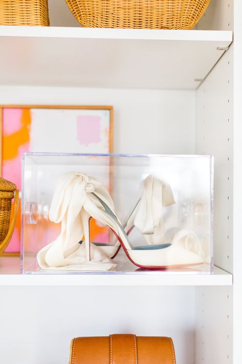 acrylic box for wedding shoe display copy Shoe Storage Display, Wedding Dress Display, Shoe Display Case, Yoga Meditation Space, Acrylic Display Box, Design Darling, Pink Wedding Shoes, Beach Wedding Shoes, Tiny Closet