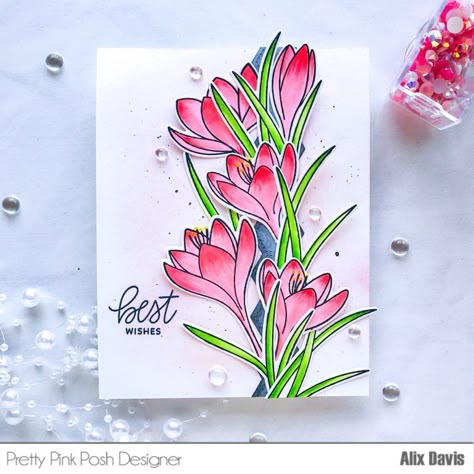 Page Borders Design, Pretty Pink Posh, Flower Stamp, Heart Cards, Flower Art Painting, Arte Floral, Card Sketches, Floral Cards, Flower Cards