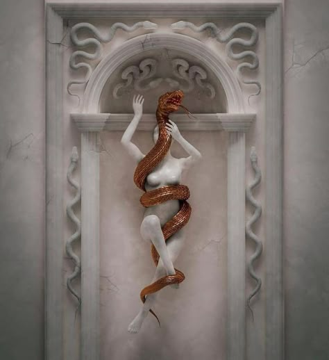 Snake Art, Art Wallpaper Iphone, Adam And Eve, A Snake, Artsy Fartsy, Dark Art, Dark Fantasy, Cover Art, Art Wallpaper