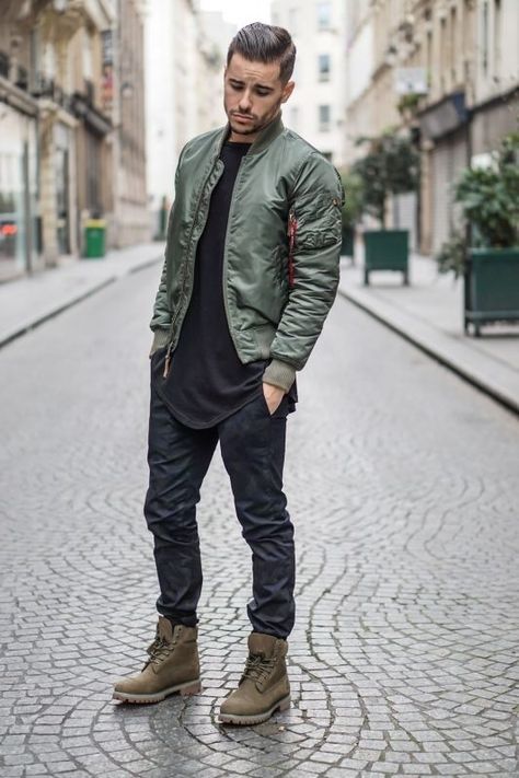 Dark green bomber jacket #stancilliving #Mens #MyShopStyle #ShopStyle Mens Fashion 2018, Mens Fashion Edgy, Hipster Mens Fashion, Mens Fashion Fall, Mens Fashion Casual Outfits, Urban Street Style, Boys Over Flowers, Mens Winter Fashion, Men Fashion Casual Outfits