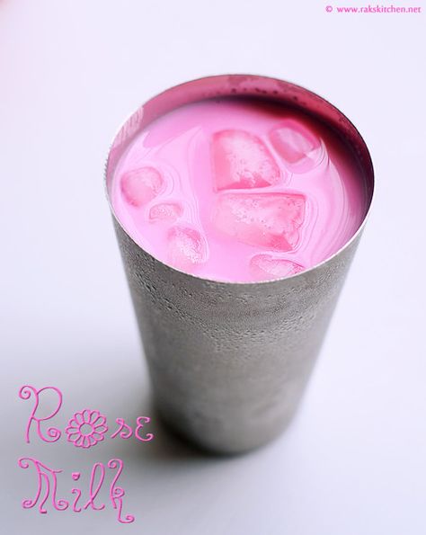 rose-milk-with-homemade-syr Veg Momos, Rose Syrup, Rose Recipes, Rose Milk, Pink Food Coloring, Natural Food Coloring, Milk Shakes, Lunch Menu, Milk Recipes