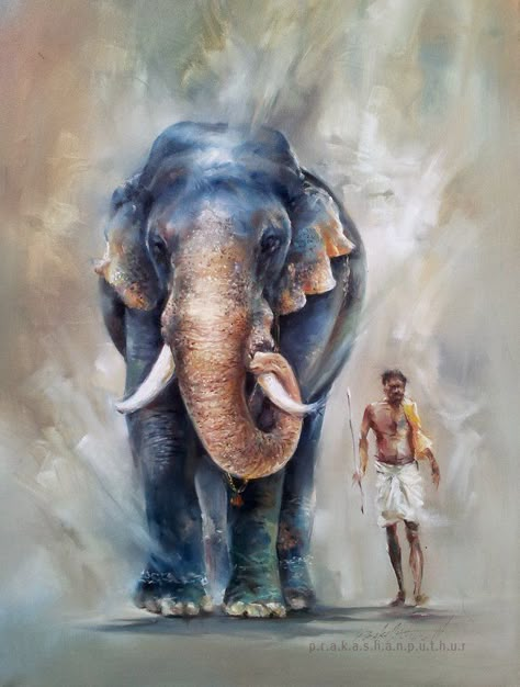 Arte Ganesha, Elephant Photography, Elephants Photos, Elephant Drawing, Indian Elephant, Elephant Painting, Indian Artist, Watercolor Landscape Paintings, Indian Paintings