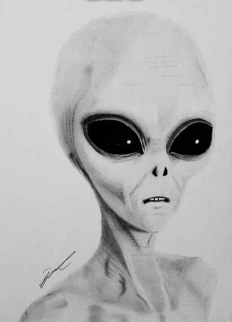 #alien #drawing #sketch #realistic #art Realistic Alien Drawing, Alien Invasion Drawing, Alien Art Painting, Cool Alien Drawings, Alien Face Drawing, Alien Art Drawing, Realistic Alien, Alien Sketch, Ufo Drawing