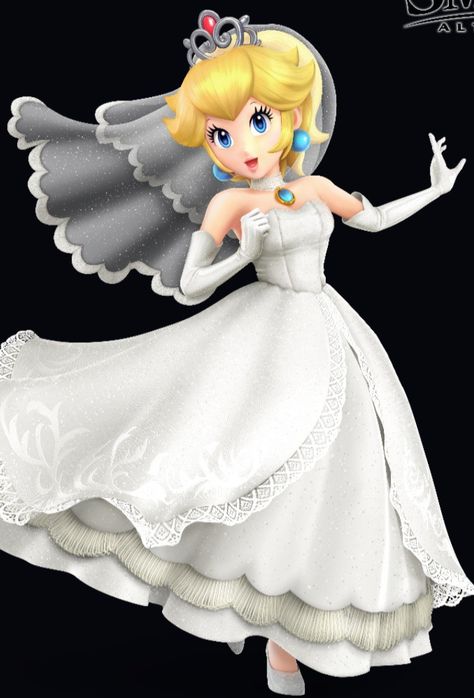 Princess Peach Wedding Dress, Princess Peach Wedding, Mario Outfit, Princesses Peach, Mario Collection, Peach Wedding Dress, Video Game Outfits, Wedding Peach, Mario And Princess Peach