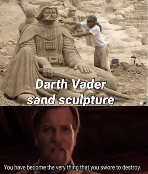 Funny Star Wars Memes, Random Meme, Sand Sculpture, Star Wars Quotes, Star Wars Jokes, Star Wars 2, Star Wars Comics, Movie Memes, Star Wars Images