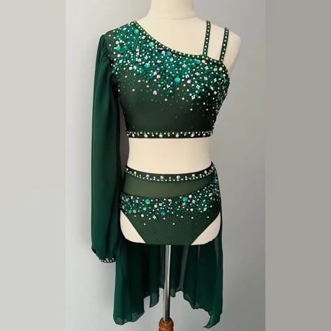 Dance Wear Outfits, Rhinestone Ideas, Solo Dance Costumes, Twirling Costumes, Cute Dance Costumes, Pretty Dance Costumes, Skate Accessories, Dance Costumes Dresses, Figure Skating Competition Dresses