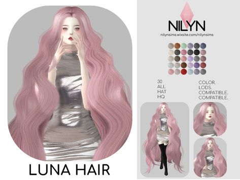 Nilyn's LUNA HAIR - NEW MESH - PATREON Anime Braids, Sailor Moon Hair, Sims Fashion, Chiffon Hair, Long White Hair, Double Ponytail, Sims 4 Anime, Pelo Sims, Sims 4 Game Mods