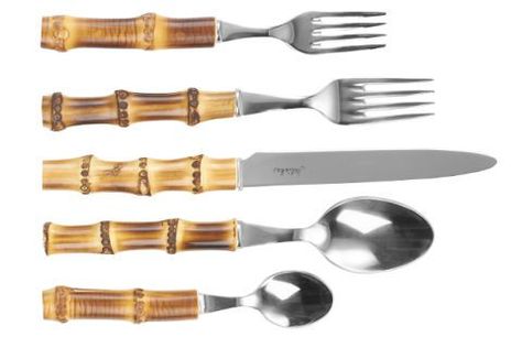 image Bamboo Silverware, Unique Utensils, Western Dinnerware, Restaurant Steak, Bamboo Flatware, Bamboo Cutlery, Cutlery Set Stainless Steel, Stainless Steel Silverware, Bamboo Utensils