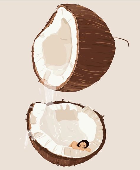 Carlota Loves Illustrators on Instagram: “Illustration by @mossjournal.illustration . . #carlotalovesillustrators #illustration #illustrationoftheday #womenempowerment…” Coconut Illustration, Coconut Delight, Objects Illustration, Instagram Illustration, Palm Plant, Illustrators On Instagram, Tree Leaves, Food Illustrations, Compass Tattoo