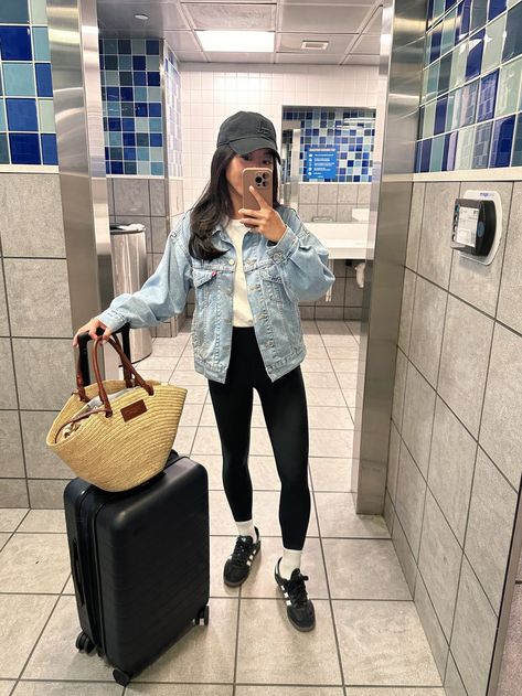 petite leggings sambas airport travel outfit Mom Travel Outfit, San Diego Outfits, Spring Vacation Outfits, Airport Travel Outfits, November Outfits, Petite Leggings, Lululemon Skirt, San Diego Travel, Airport Travel