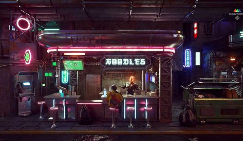 10 Cinema 4D Artists Every Motion Designer Should Follow Cyberpunk Interior Design, School Of Motion, Cyberpunk Interior, Cyberpunk Street, Craig Mullins, Yummy Noodles, Noodle Shop, Cyberpunk Games, Idle Game