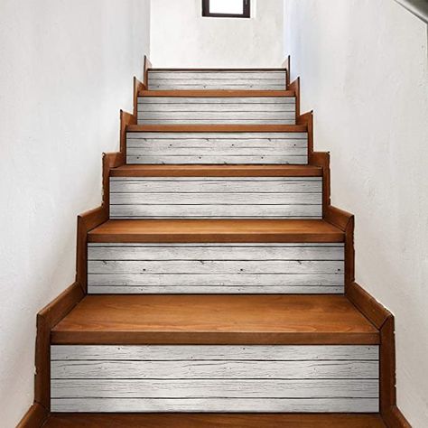 Stair Redo, Stairs Makeover Design, Diy Staircase Makeover, Stairs Makeover Ideas, Basement Steps, Stair Renovation, Stairs Renovation, Stair Makeover, Stair Riser Decals