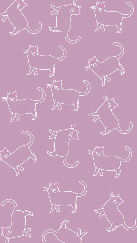 Cute Cat Pattern Wallpaper, Cat Pattern Wallpaper, Wallpaper Gatos, Cat Phone Wallpaper, Purple Flowers Wallpaper, Whatsapp Wallpaper, Plain Wallpaper, Cute Pastel Wallpaper, Cute Cat Wallpaper