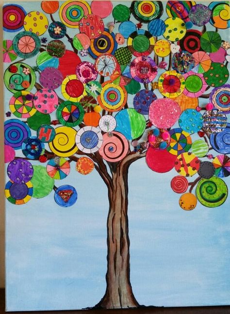 Kids collaboration art gift for teacher Collaborative Tree Art, Whole School Collaborative Art Project, Kids Collaborative Art Project, Collaborative Elementary Art Projects, Group Art Projects For Kids, 2nd Grade Art Projects, Collaborative Art Projects For Kids, Collaboration Art, Art Auction Projects