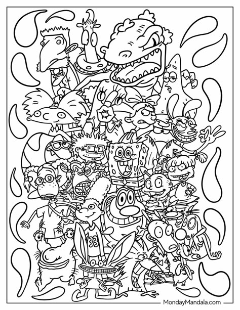 20 Nickelodeon Coloring Pages (Free PDF Printables) Danny Phantom Coloring Pages, 90s Coloring Pages Free Printable, Southpark Coloring Pages, 80s Coloring Pages Free Printable, Nostalgia Coloring Pages, Activity Pages For Adults, The Simpsons Coloring Pages, Cool Coloring Pages Creative, Coloring Book Art Ideas