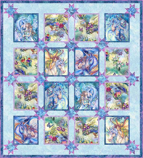 Spring Fairies, Jody Bergsma, Unicorn Quilt, Panel Quilt Patterns, Dragon Family, Fabric Panel Quilts, Quilt Square Patterns, Childrens Quilts, Lap Quilts