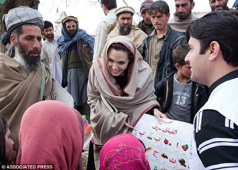 Charity: Angelina Jolie in Afghanistan, where she has funded a new primary school for girls Angelina Jolie Charity, Brad Pitt And Angelina Jolie, Jolie Pitt, Charity Work, Angelina Jolie, Brad Pitt, Best Funny Pictures, Inspirational Women