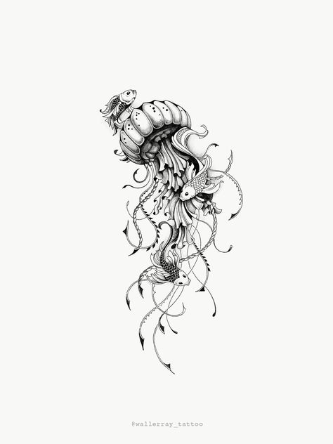 Jellyfish Artpiece #tattoo #art #jellyfish #tattooed 200 Tattoo Ideas, 200 Tattoo, Trend Tattoos, Sea Tattoo Sleeve, Ocean Sleeve Tattoos, Ocean Sleeve, Ocean Tattoo, Jellyfish Tattoo, Manga Tattoo