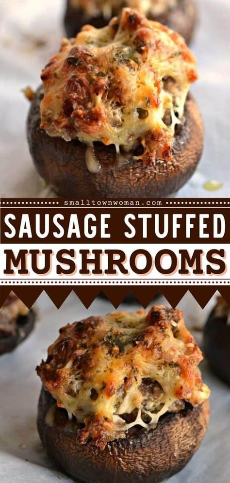 Appetizers Ideas, Stuffed Mushrooms Easy, Sausage Stuffed Mushrooms, Mushroom Appetizers, Stuffed Mushroom, Thanksgiving Food, Thanksgiving Family, Thanksgiving Ideas, Family Food