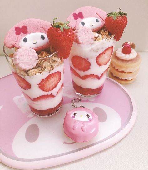 Cutecore Food, Coquette Kitten, Candy Costumes, Kawaii Cooking, Cute Baking, Pretty Dessert, Cute Snacks, Pink Foods, Japanese Dessert