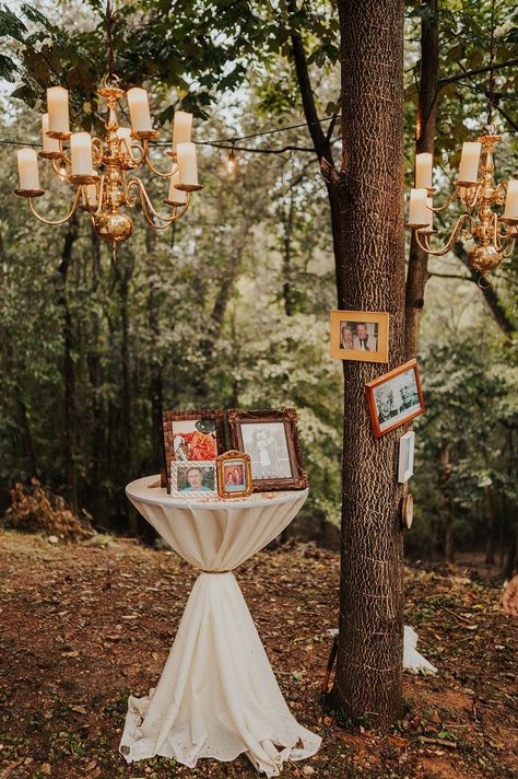 Backyard Wedding Bonfire, Backyard Wedding Drinks, Woodsy Micro Wedding, Micro Boho Wedding, Outdoor Wedding Simple Decor, Cottagecore Backyard Wedding, Backyard Wedding Elopement, Backyard Landscaping For Wedding, Outdoor Wedding After Party