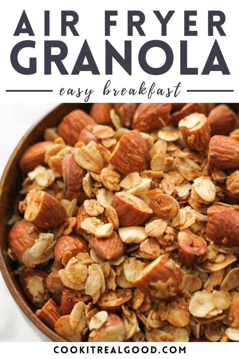 Air Fryer Granola is so quick and easy to throw together. You can enjoy fresh granola without any additives or excess sugar with the help of your air fryer in less than 15 minutes. Fresh Granola, Air Fryer Granola, Air Fryer Breakfast Recipes, Air Fryer Breakfast, Gluten Free Easy, Healthy Air Fryer, Easy To Make Breakfast, Best Air Fryer, Air Fryer Oven Recipes