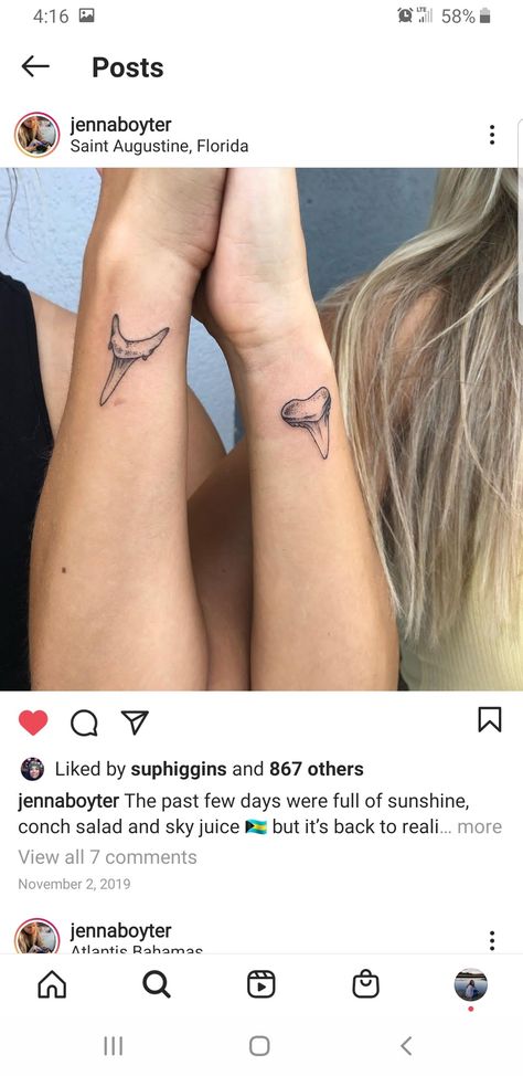 Aquatic Tattoo, Shark Tooth Tattoo, Tooth Tattoo, Hibiscus Tattoo, Finger Tats, Shark Tattoos, Mermaid Tattoo, Shark Tooth, Elegant Tattoos