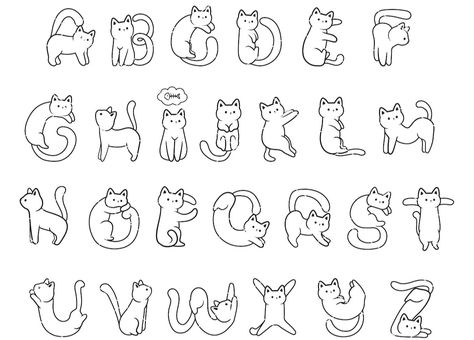 Cat Writing, Cat Lettering, Cat Alphabet, Cat Letters Alphabet, Cat Font, Cat Letters, Clever Cat Handwriting, Cats Alphabet, Cat Fonts Alphabet