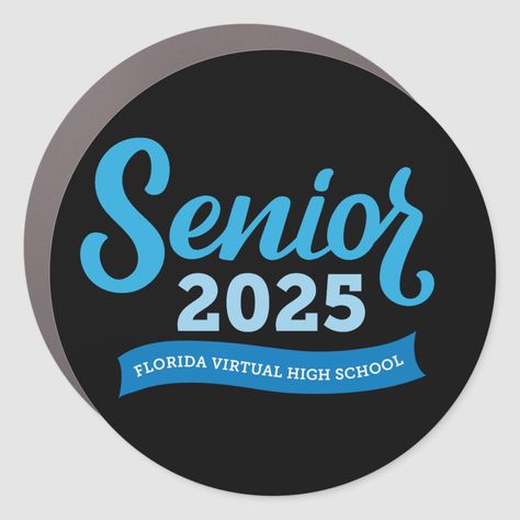 FLVS Senior 2025 Car Magnet (round, black) School Store, Virtual School, Car Magnets, High School, Magnets, Florida, Created By, Coding, Stars