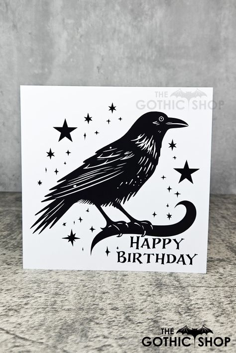 Happy Birthday Gothic, Gothic Shop, Spirit World, Card And Envelope, Black Image, White Card, Greetings Card, Greetings Cards, 6 Inches