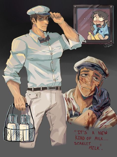 Milkman X Angus, Milkman X Yn, Milkman Thats Not My Neighbor Fanart, Milkman Fanart, Francis Mosses, Milk Man, Yandere Characters, Nostalgia Aesthetic, Cow Milk