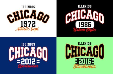 Sports Typography Design, Church Shirt Designs, Varsity Design, Logo Reference, Vintage Typography Design, Chicago Vintage, Church Shirt, Vintage College, University Logo