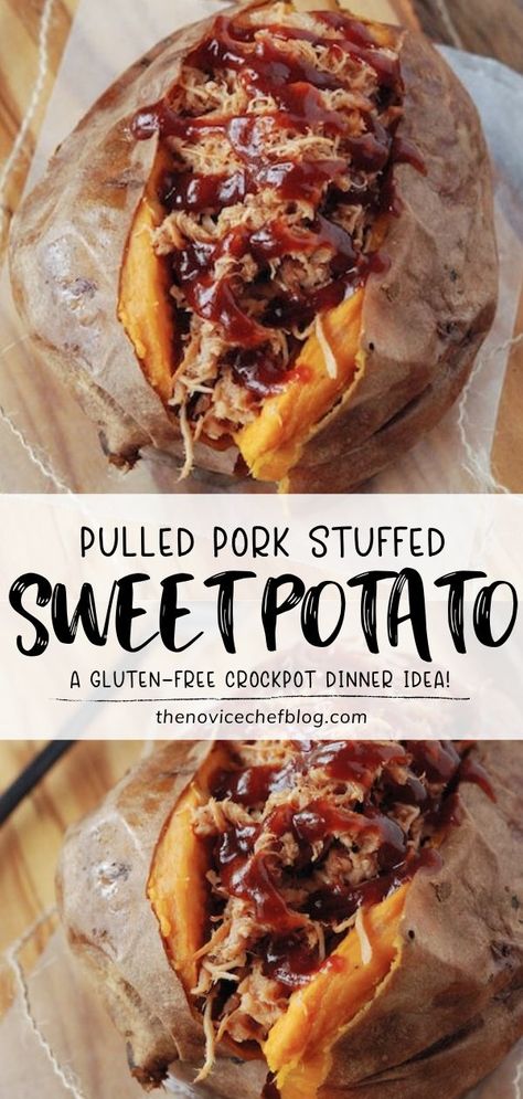 Pork Stuffed Sweet Potatoes, Pulled Pork Sweet Potato, Pork Sweet Potato, Pulled Pork Dinner, Pulled Pork Leftover Recipes, Leftover Pulled Pork, Stuffed Sweet Potato, Sweet Potato Recipe, Stuffed Sweet Potatoes