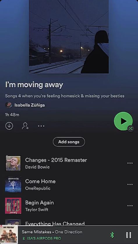 #playlist #playlistideas #spotify #homesickvibes #homesick #moving away Begin Again Taylor Swift, Playlist Ideas, Everything Has Change, One Republic, Music Mood, Moving Out, Music Playlist, Party Night, David Bowie