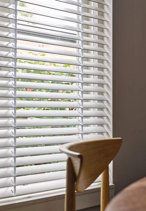 Wood blinds | Made to measure styles - luxaflex.co.uk Room Darkening Blinds, Wooden Window Blinds, Privacy Blinds, Office Blinds, White Wooden Blinds, Faux Wood Blinds, Pool Rooms, Night Blinds, Window Types