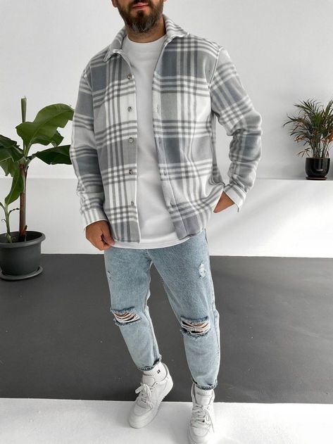 Black Flannel Outfit Men, Flannel Outfits Men, Mens Winter Fashion Outfits, Stylish Men Wear, Smart Casual Menswear, Guys Fashion, Drip Outfit Men, Fall Flannel, Classy Outfits Men