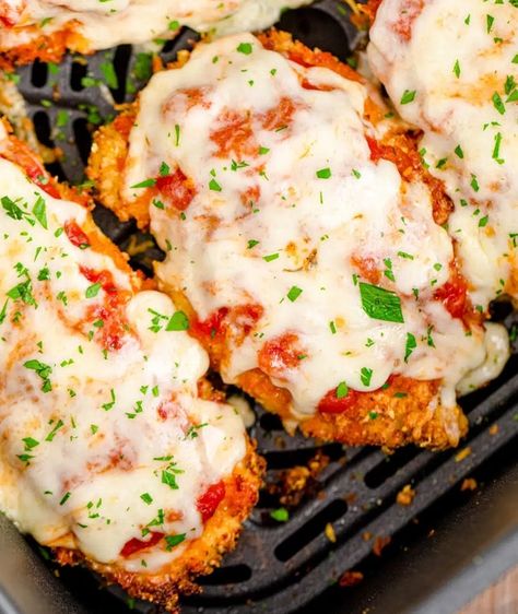 Air Fryer Chicken Parmesan is a... - My Air Fryer Kitchen | Facebook Chicken Parmesan For Two, My Air Fryer Kitchen, Air Fryer Chicken Parmesan, Power Air Fryer Recipes, Air Fryer Kitchen, Chicken Marinara, Chicken With Italian Seasoning, Hot Cheese, Chicken Parmigiana