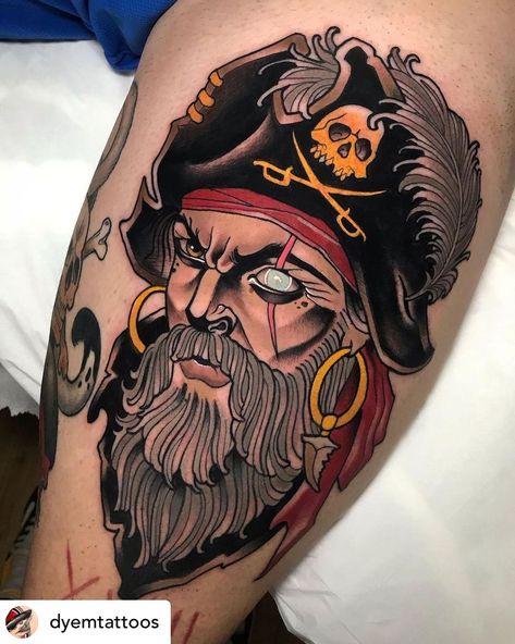 A Pirates Life For Me Tattoo, Neo Traditional Pirate Tattoo, Neo Traditional Shark, Pirate Tattoo Design, Pirate Skull Tattoos, Pinterest Tattoos, Neo Tattoo, American Traditional Tattoo Ideas, Traditional Tattoo Ideas